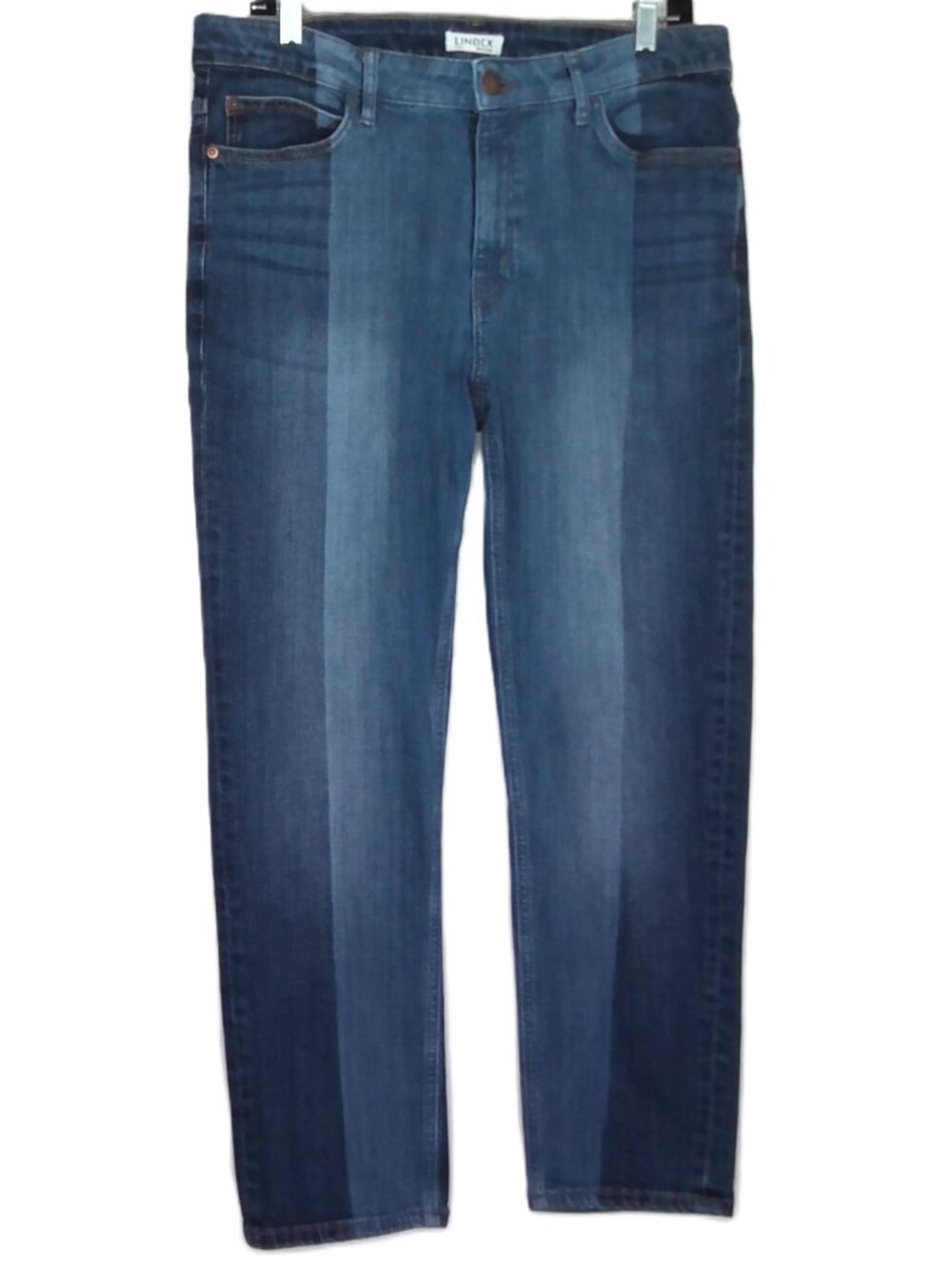 Lindex NEA Jeans Fading Wash Denim Tapered Straight Leg High Rise EU 44 / UK 18